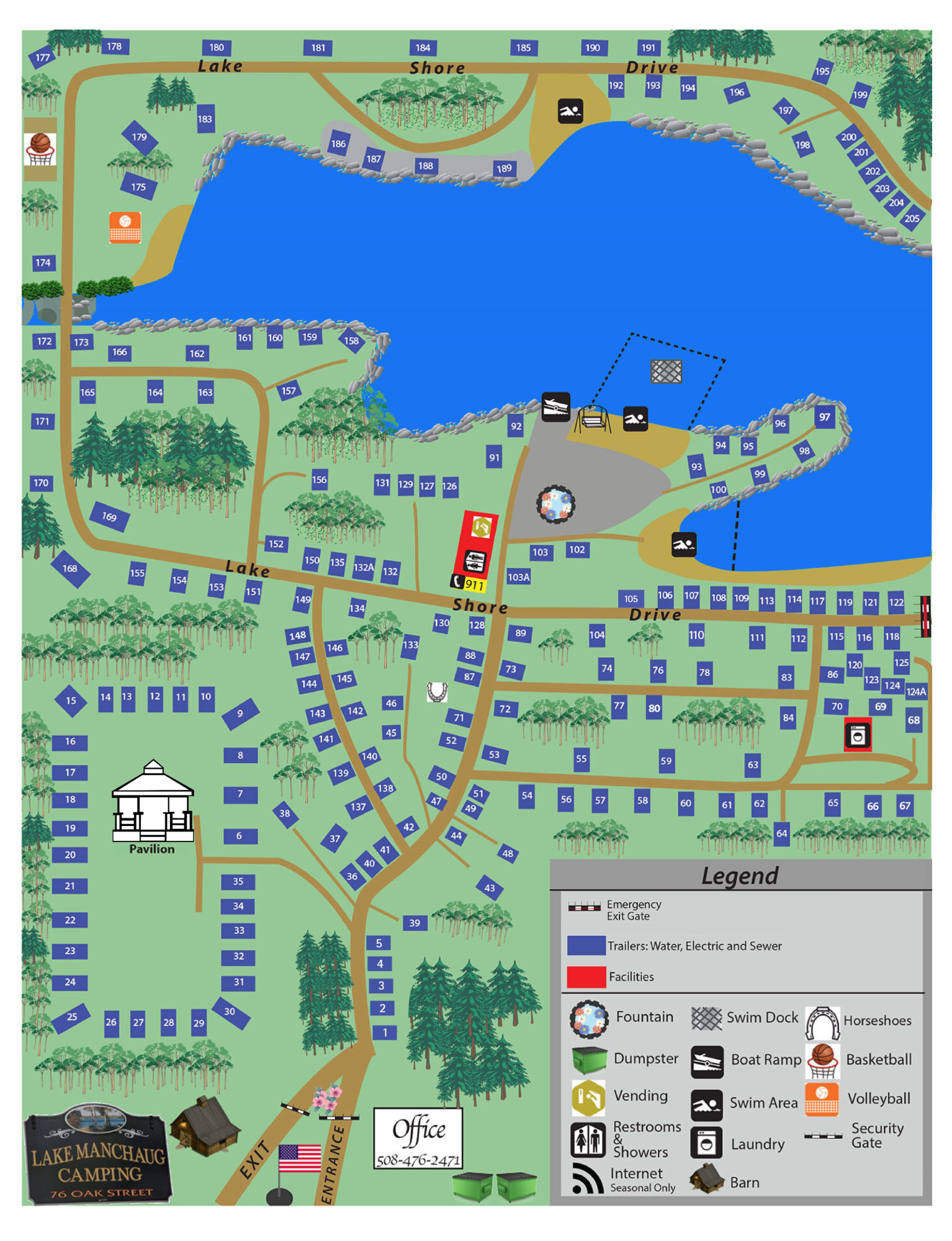 Map of Lakefront Campgrounds